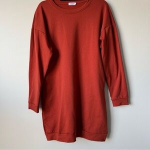 Luckymore Orange Long Sleeve‎ Sweatshirt Dress